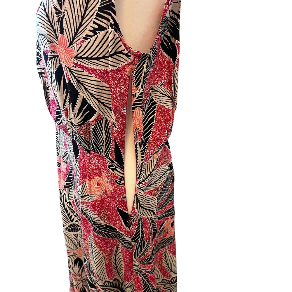 Liz‎ Claiborne Midi Dress Tropical Print Sleeveless V-Neck Casual Size M - Picture 3 of 8